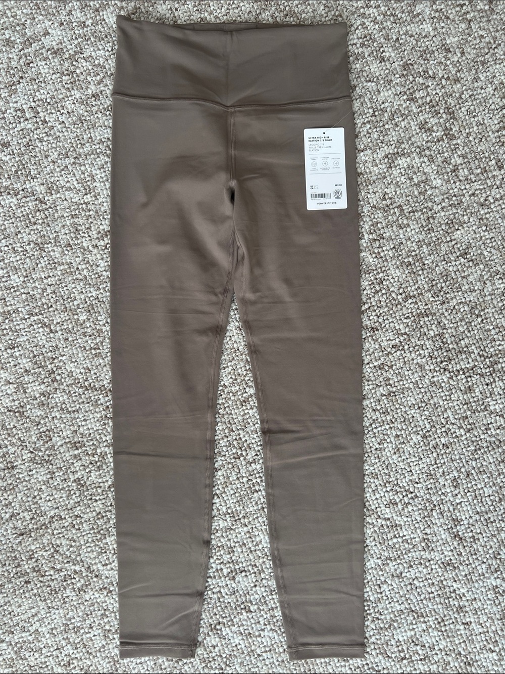 Athleta Womenโs Ultra High-Rise Elation 7/8 Tight Leggings in Taupe Brown, Small